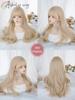 Synthetic Heat-Resistant Long Natural Wave Blonde Wigs with Bangs 24 Inches LongFor Daily Use Natural Realistic False Hairpiece