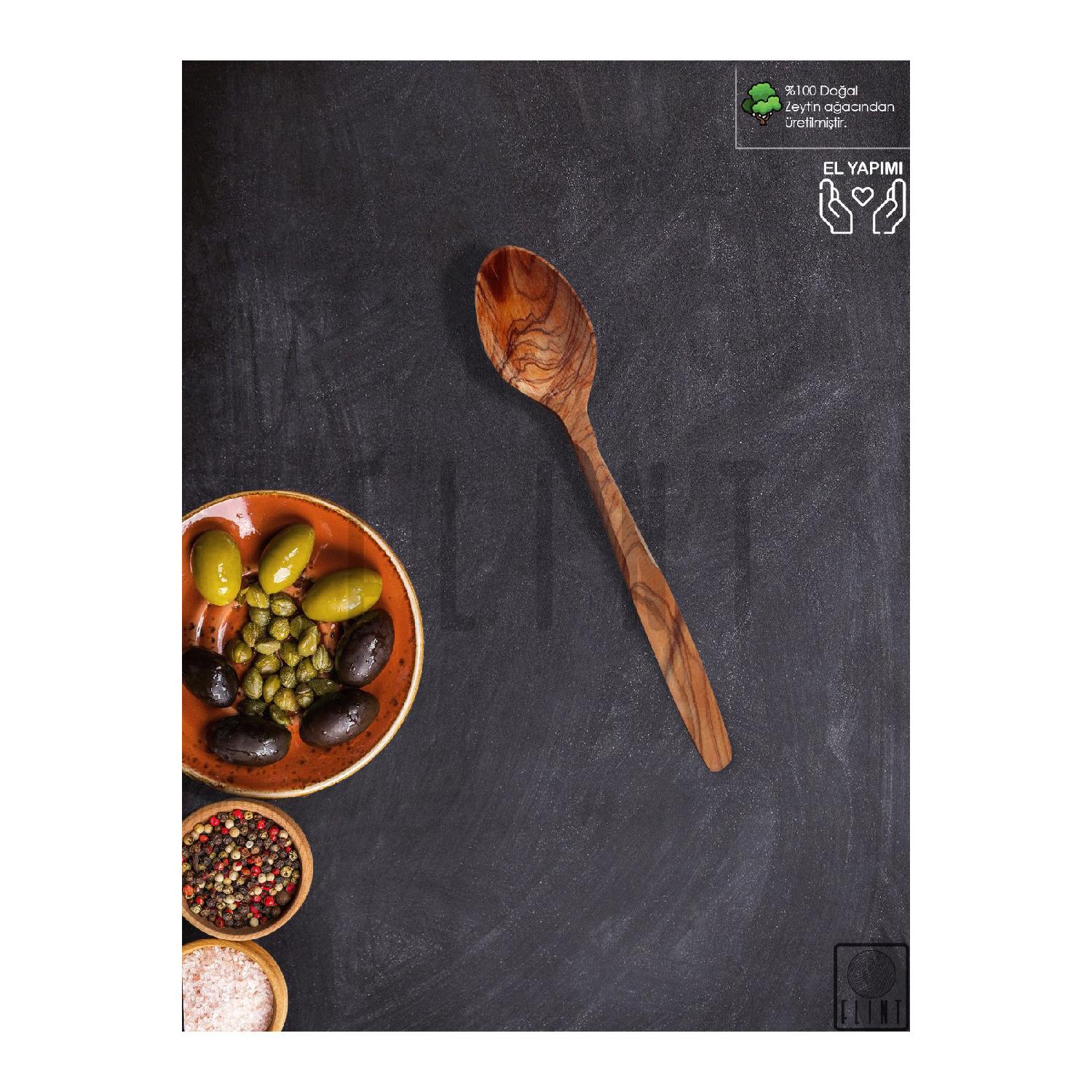 

Olive Wood Handmade Wooden Wooden Spoon Medium Kitchen Tablespoon 22cm коричневий