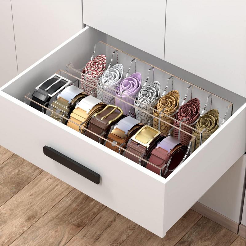 Closet Belt Organizer Acrylic Belt Closet Storage Drawer Accessories Multi Purpose Clear Display Case Necklace Display Holder