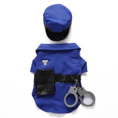 Strój Cosplay dla Psa Oddychający Modny Śmieszny Kostium dla Szczeniaka dla Teddy na Boże Narodzenie Halloweenową Imprezę Niebieski Policjant S