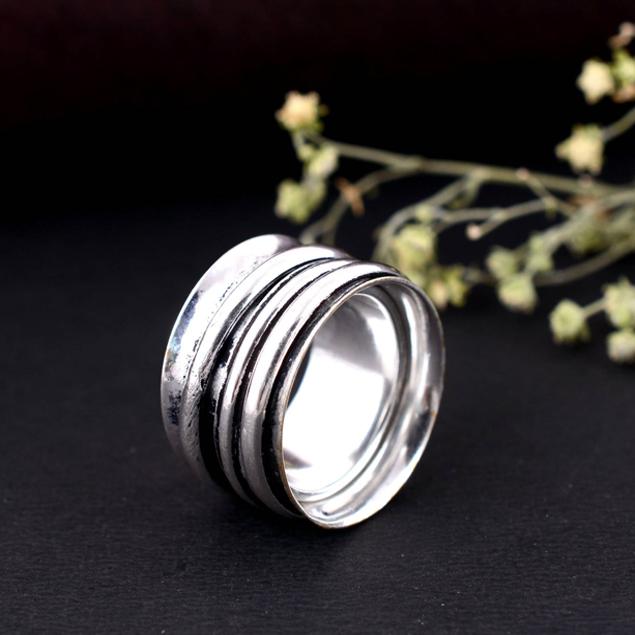 Long Arthritis Splint Ring – Silver Adjustable Thumb Ring, Handmade Therapy Band