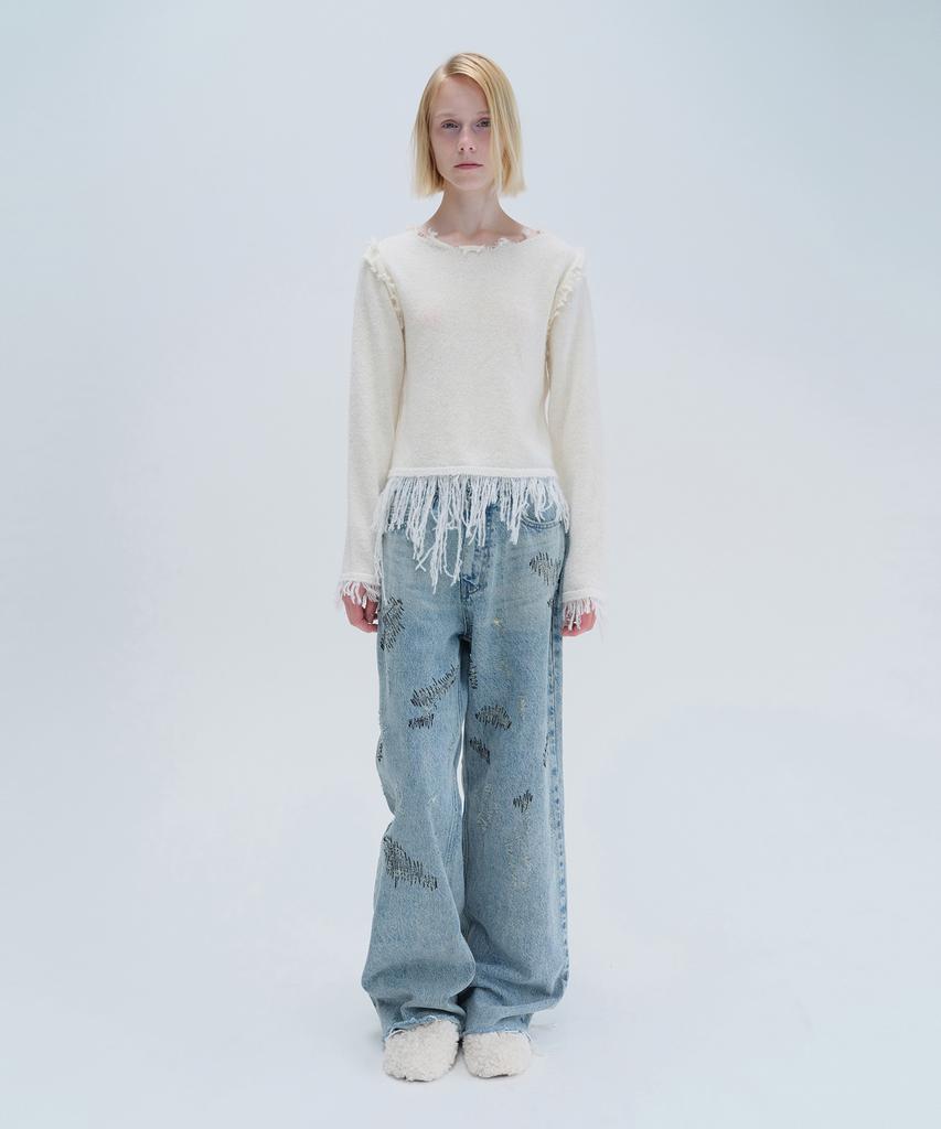 Daiaegeuneol Fringe Damage Knit (Ivory)
