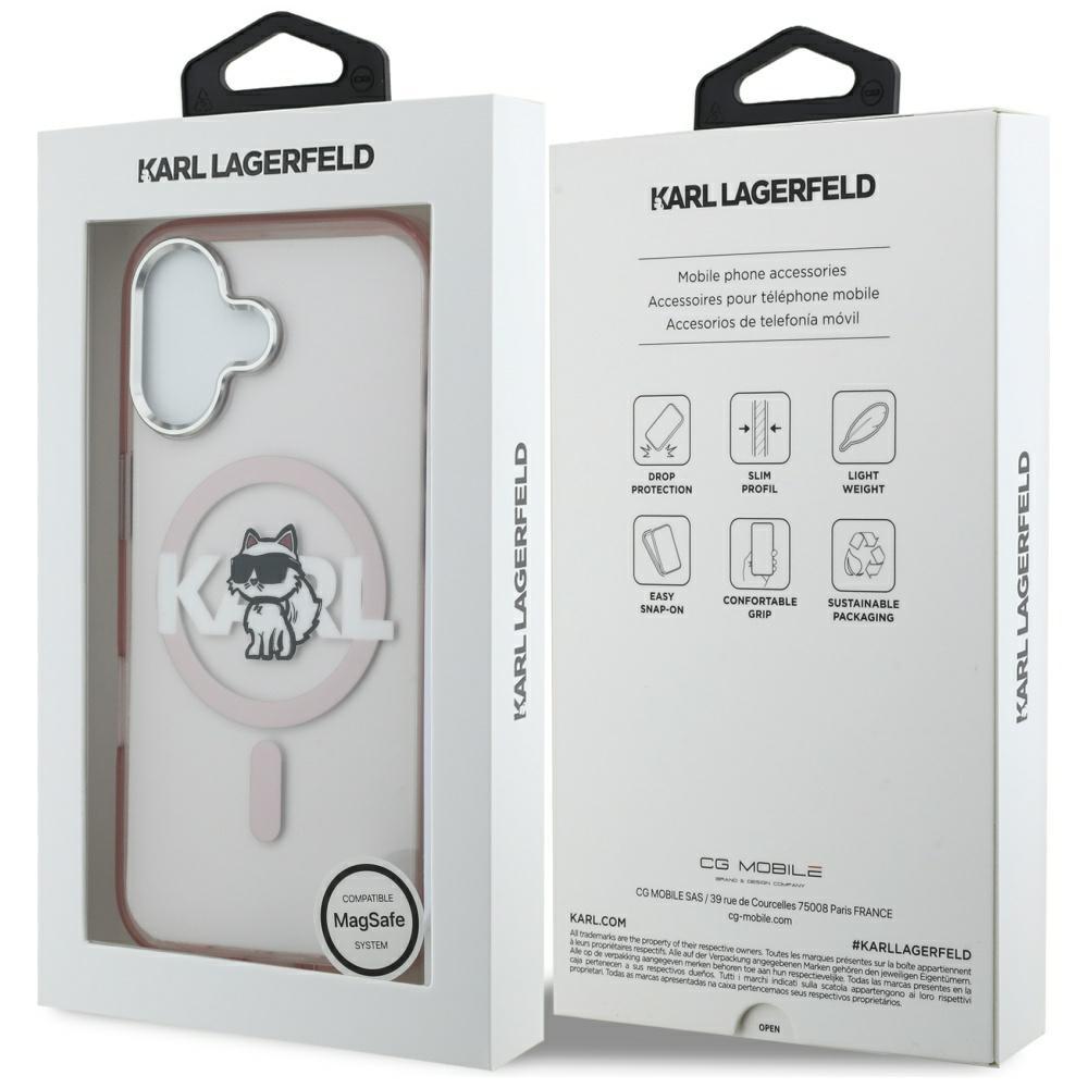 Karl Lagerfeld IML Choupette Sketch Logo MagSafe Case for iPhone 17 Pink