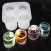 1Pc Silicone Four Hole Ice Cube Mold Press Ice Block Maker Creative Round Cup Shape Ice Molds for Whiskey Beer Bar Kitchen Tools