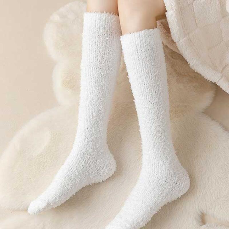 Long sleep socks, winter thermal socks, knee socks pink