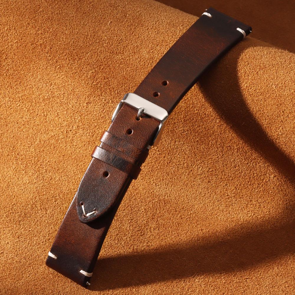 Quick Release Retro Oil Wax Genuine Leather Watchband Calfskin Strap for Seiko for Omega Watchband 18mm 19mm 20mm 21mm 22mm 24mm