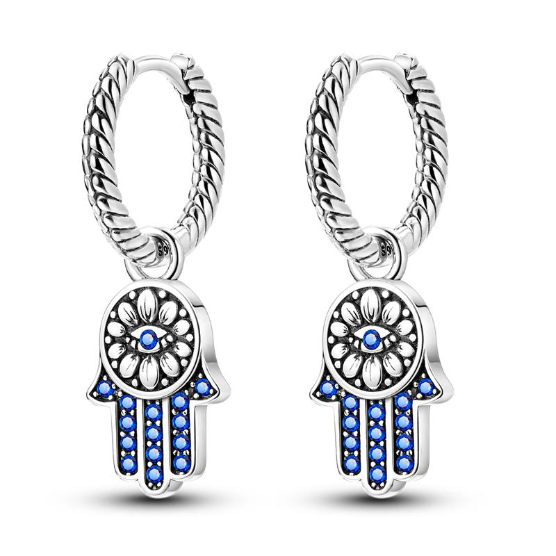 925 Silver Evil Eye Zircon Stud Earrings For Women Religious S925 Jewelry Party Gifts DIY Fashion Accessories