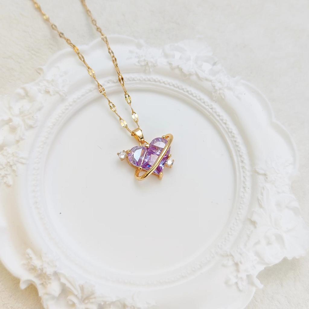 Love Necklace Women'S High Sense Simple Inlaid Zircon Pendant Jewelry