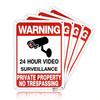 No Trespassing Signs Private Property Metal  Hour Video Surveillance Signs For Home And Outdoor Aluminum