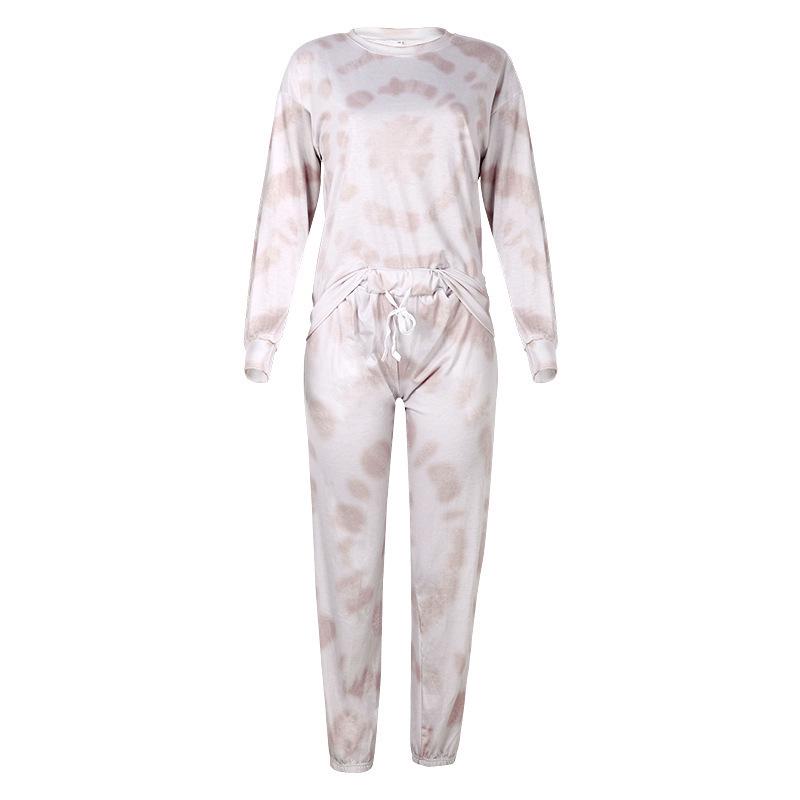 Autumn/Winter Plus Size Tie-Dye Long Sleeve Women's Casual Home Wear Set
