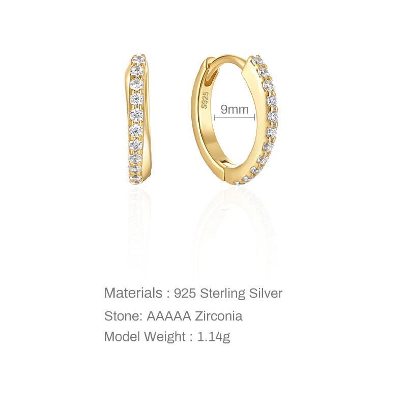 Trendy Simple Gold Plated 925 Sterling Silver Hoop Earrings for Women Wedding Engagement or Anniversary Party Gift