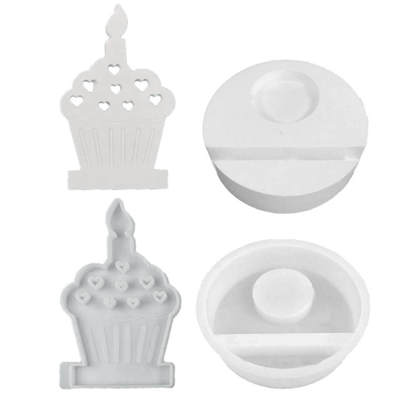 Heart Cake Candlestick Resins Moulds Cake Candle Holder Silicone Molds DIY Castings Moulds for Table Home Decorations