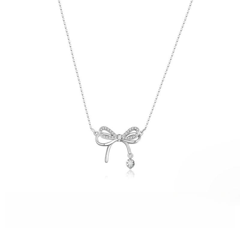

Изящное женское ожерелье-бантик с бриллиантами, легкая роскошная нишевая цепочка на ключицу, ювелирное изделие