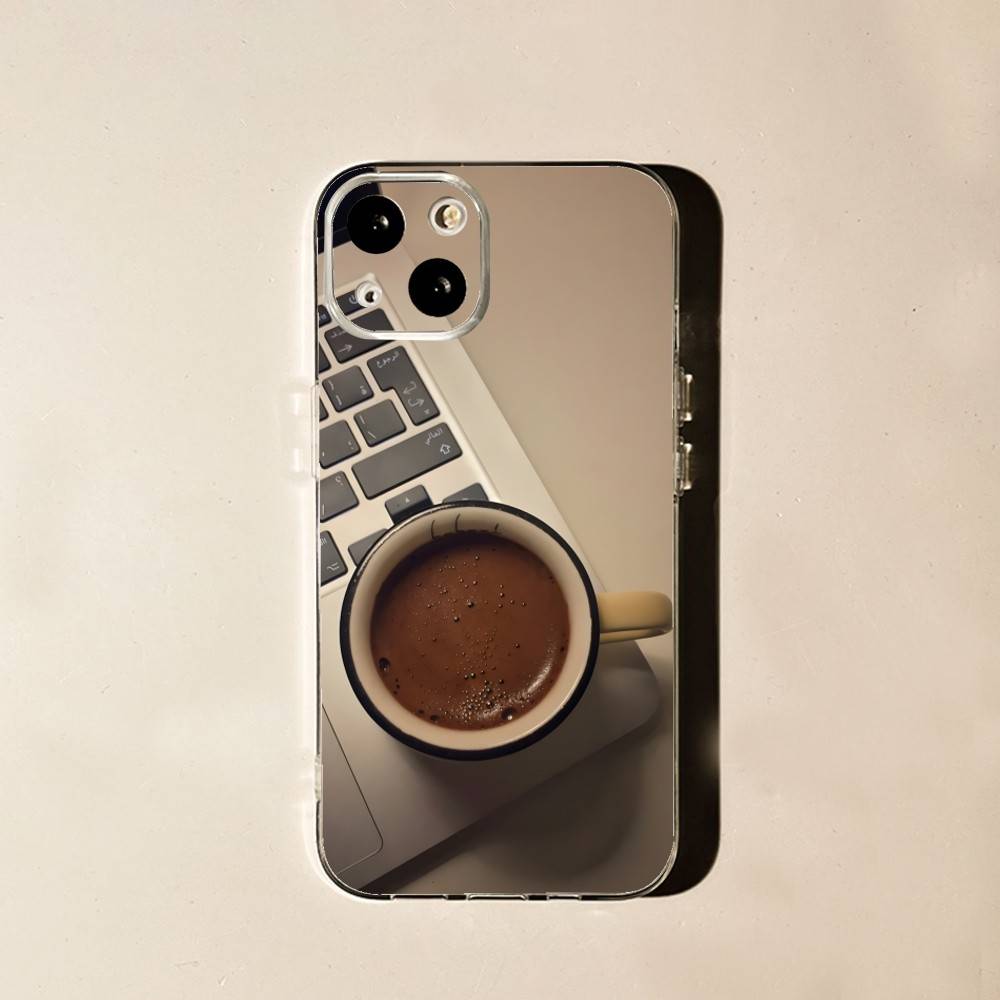 Coffee Latte Ice Brown For iPhone 17,16,15,14,13,12,11 Pro,Max,Plus,X,XS,XR,SE4,E Mini Transparent Print Phone Case