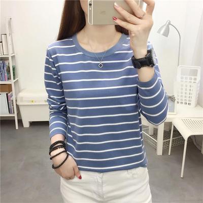 "Women's Plus Size Long-Sleeve Striped Cotton T-Shirt"