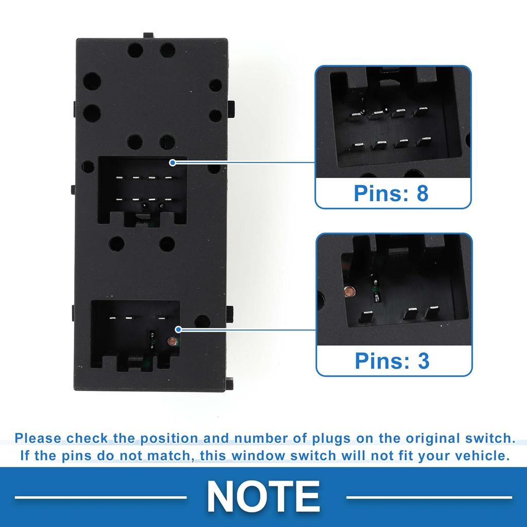 Power Window Switch No.5W1Z14529BA Window Control Switch for Lincoln Town Car 2003-2008 Black