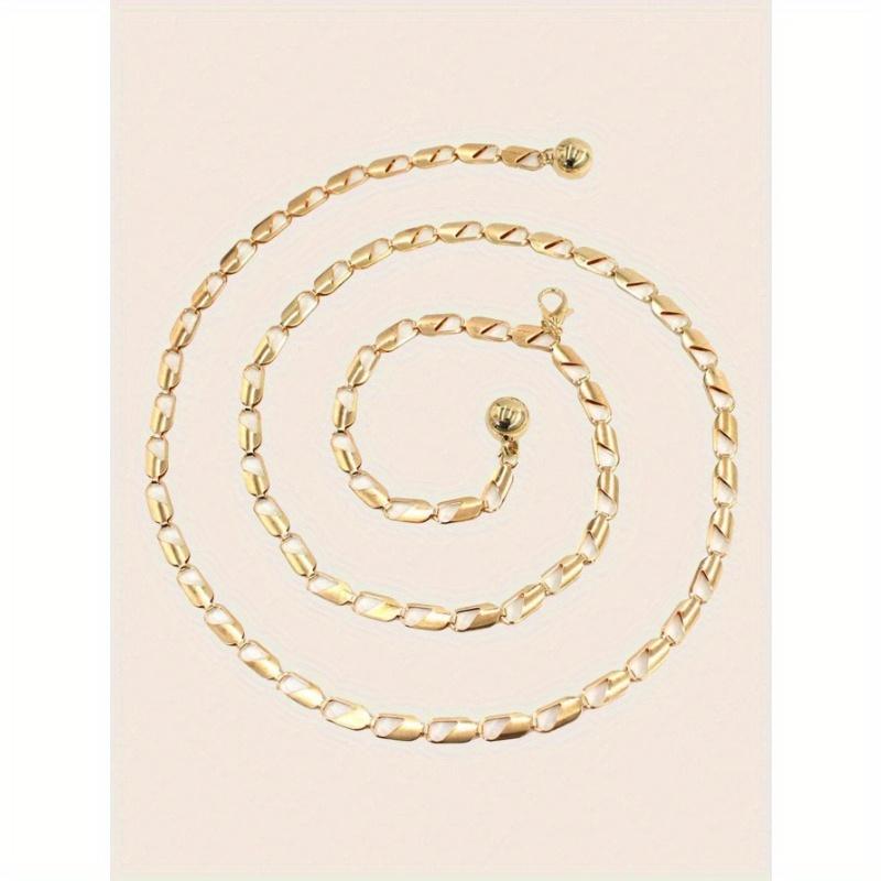 1pc Stylish Zinc Alloy Chain Waist Belt, Gold/Silver Color, Versatile Metal Waist Chain To Match Dress, Skirt, Pants, Suitable For Valentine's Day