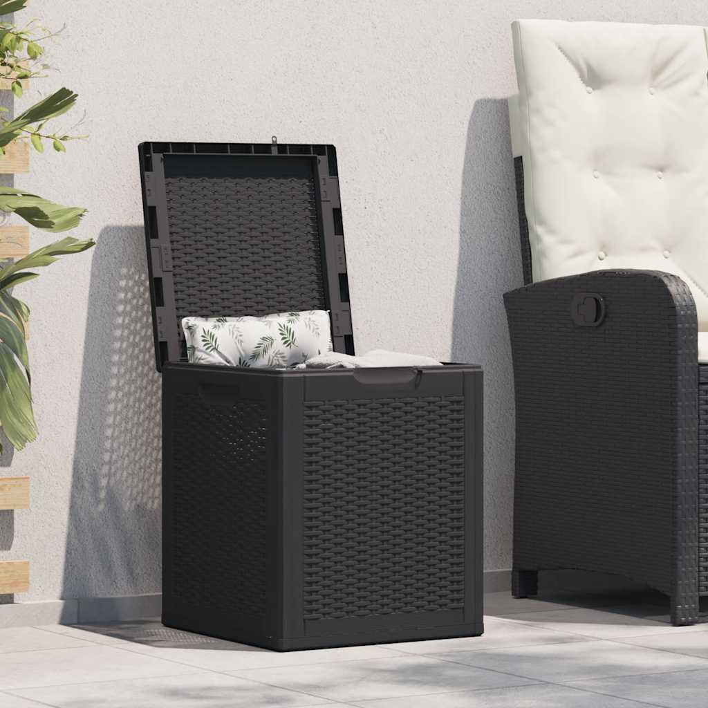 Garden Storage Box 90 L Black PP Rattan