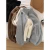 Veste Sweat-shirt en Velours Épais Col Zippé Chaud Décontracté Automne Hiver Style Coréen Navette Polyvalent Femme