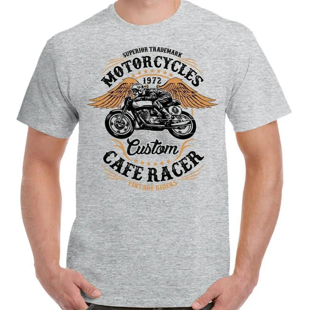 Biker Men Cotton T-shirt Motorbike Big Size Cafe Racer Streetwear Classic Big Size Tee Oldschool Choppers Motorcycle Top