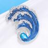 Wuli&baby Blue Ocean Wave Brooch Quality Enamel Crystal Women Brooch Pins Individual Jewelry Accssory