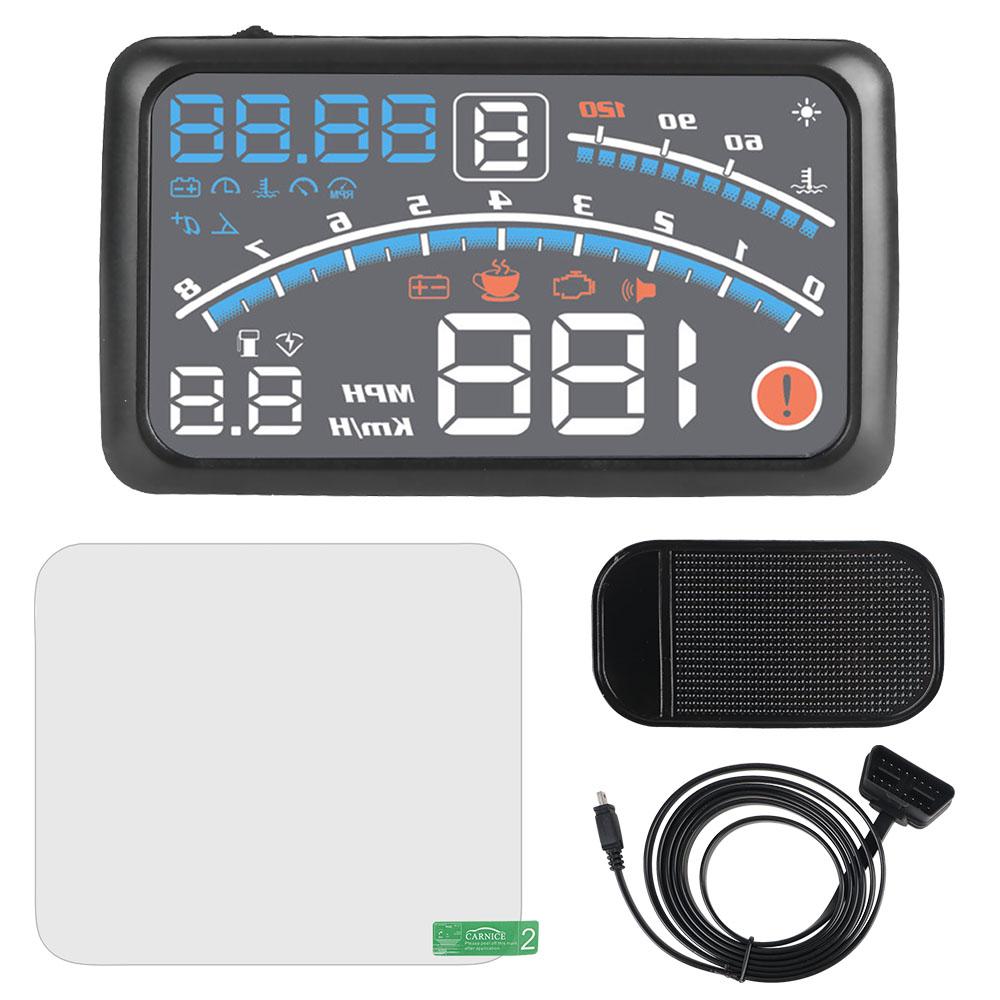 OBD2 HUD Speedometer Windshield Projector Car Head Up Display Digital Water Temp Tester New 4E Upgraded Alarm 5.5inch HD Screen