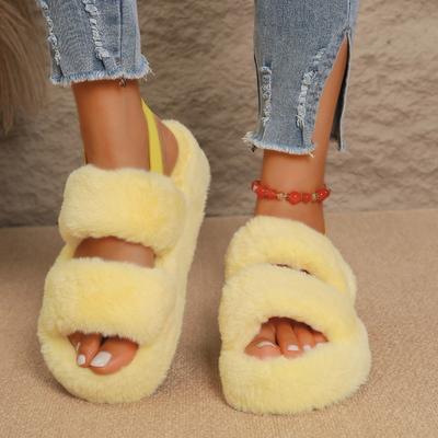 Women Fluffy Soft Sandals Designer Cozy Fashion Shoes Woman Classical Casual 2025 Winter New Slippers Home Sandalias De Mujer