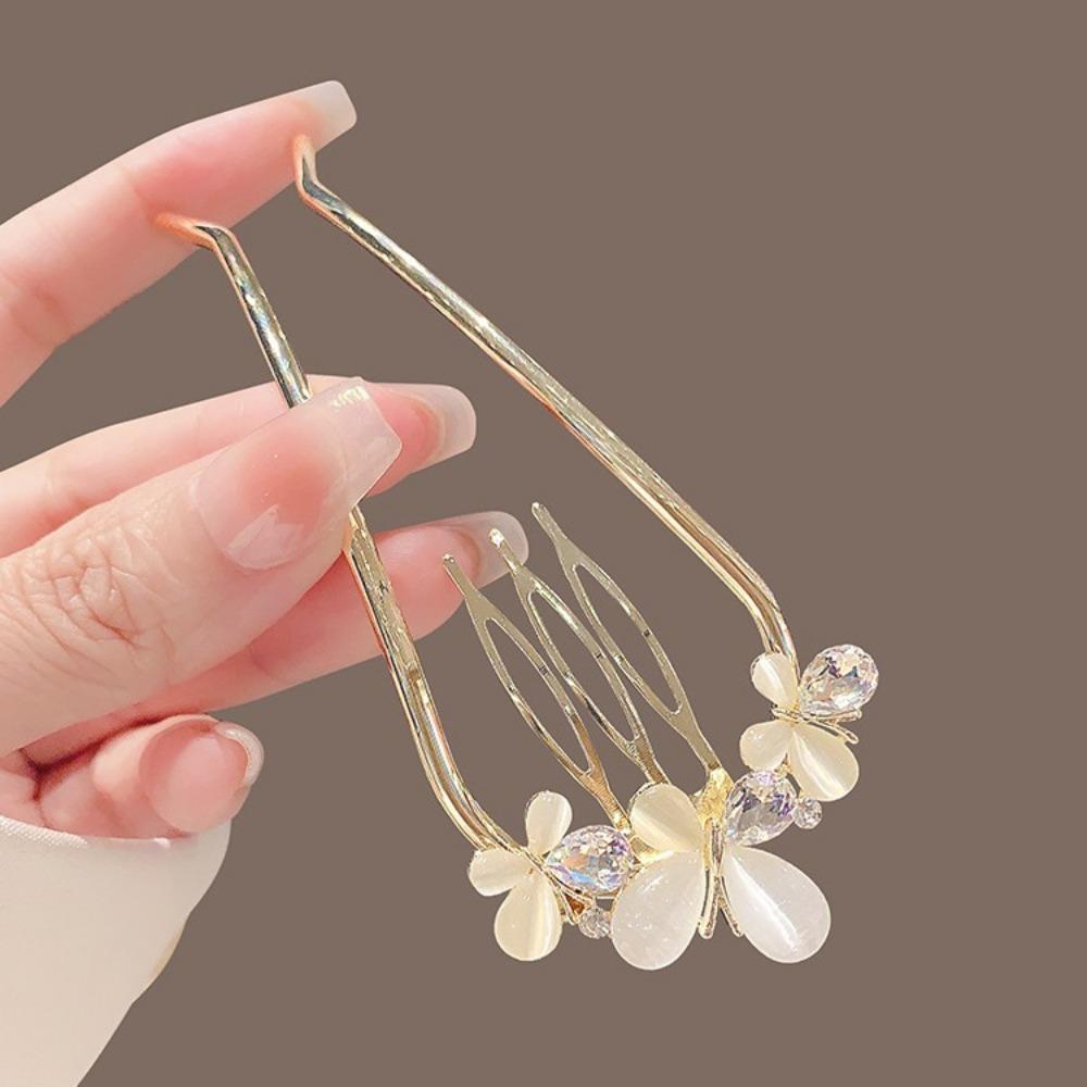 1pc Butterfly U-Shaped Hair Fork Combs Pearl Hair Sticks Hair Clip Hairpins Women Girl Hair Accessories Ornament Styling Tool