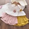Girl's Summer Thin Set Middle and Small Children T-shirt + Shorts Two-piece Set