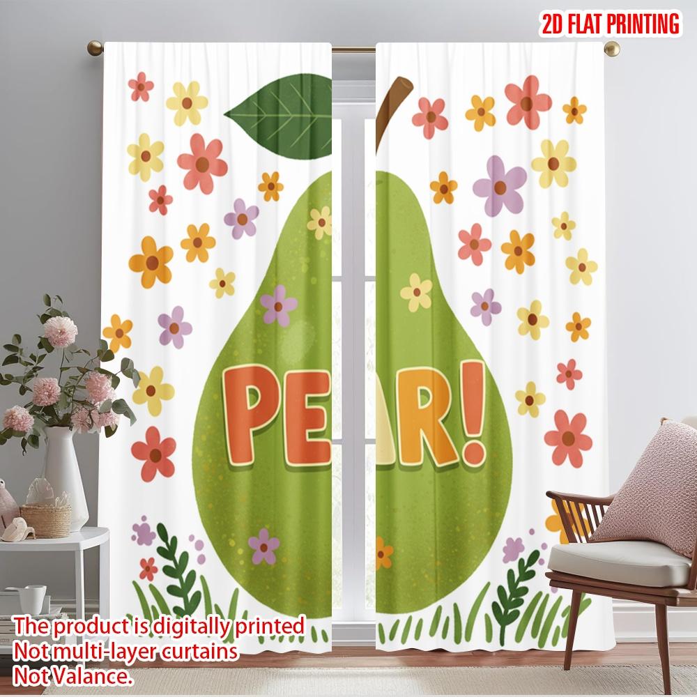 

2pcs 2D flat printing Scene Curtains Pear Blossom 100% Polyester Fabric Without Electricity 0 Use for Holiday Parties Home Decor 52.50×116.00 CM 2pcs