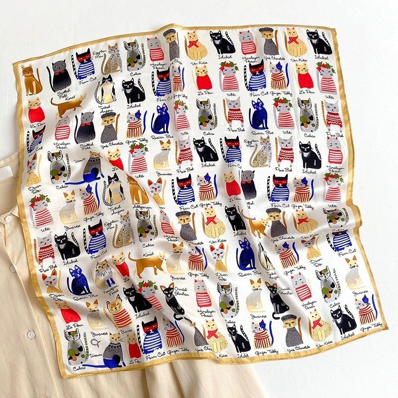 53Cm 100% Mulberry Silk Silk Scarf Women'S Trendy Printedkerchief Fashionable And Versatile Clothes Bags And Accessories Scarf