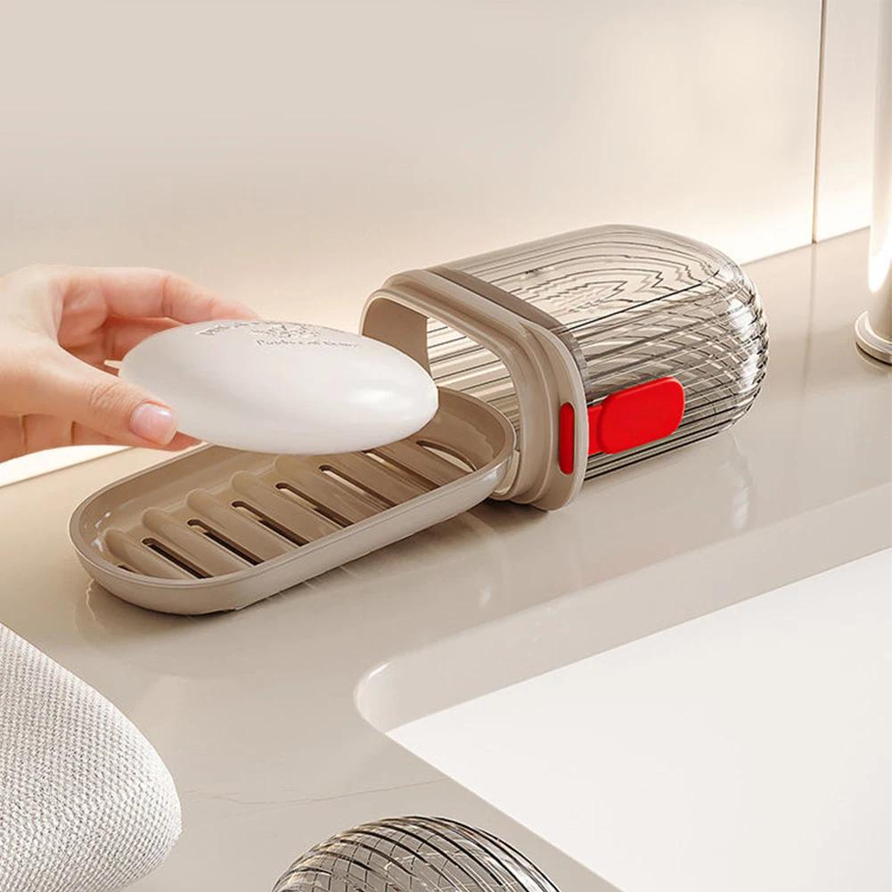 Solid Durable Soap Storage Box Compact Portable Sealed Household Travel Creative Double Layer Drain Soap Box Bathroom