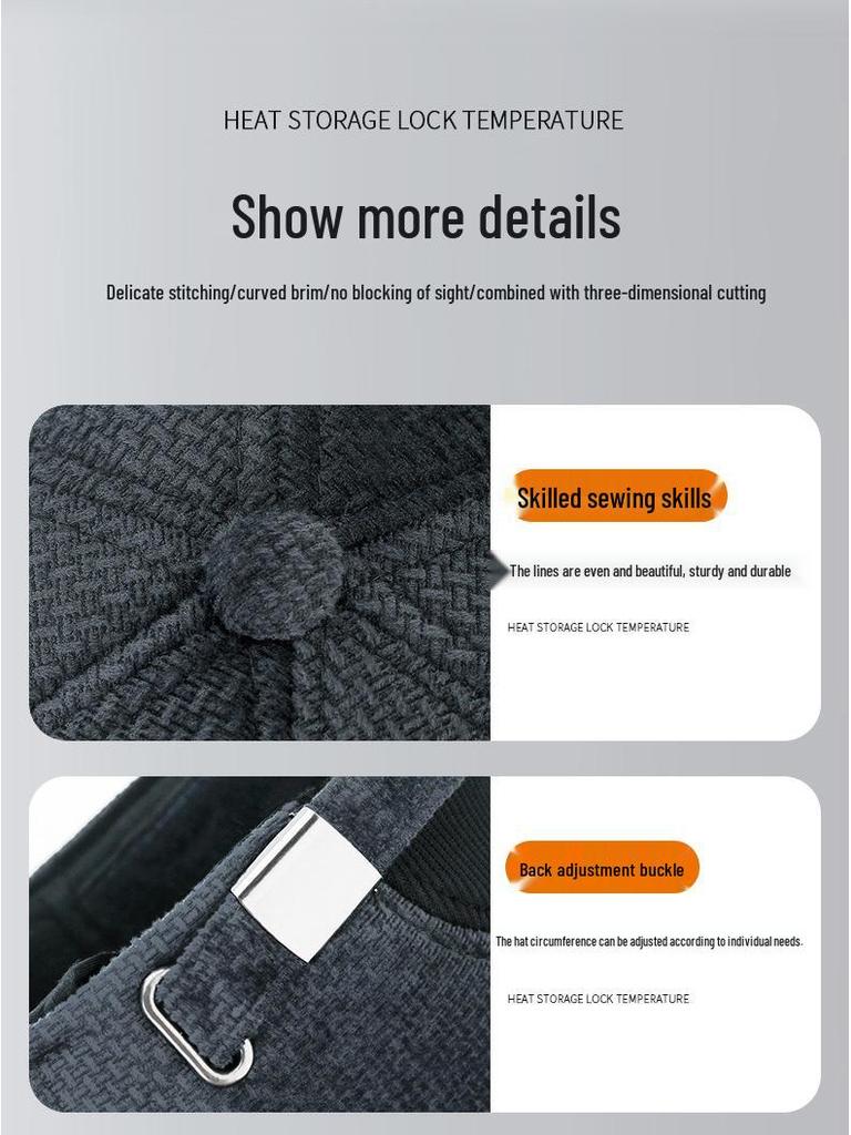 Men's Winter Windproof Duckbill Hat with Ear Protection - Fleece Lined, Thickened for Middle-Aged & Elderly