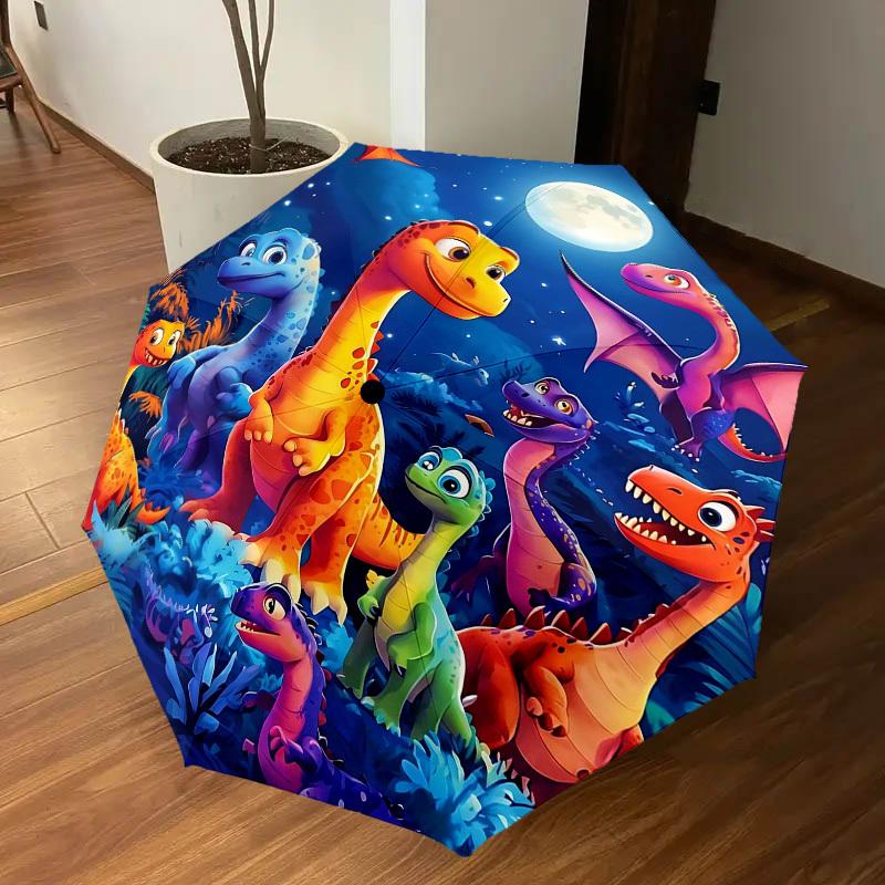 1PC Dinosaurs Night Umbrella-8-Rib Reinforced Portable Folding Travel Suitable for All Seasons Outdoor Daily Use  -J0395