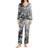 Women's Snowflake Print Long Sleeve Pajamas for Winter Sleepwear and Home Lounging