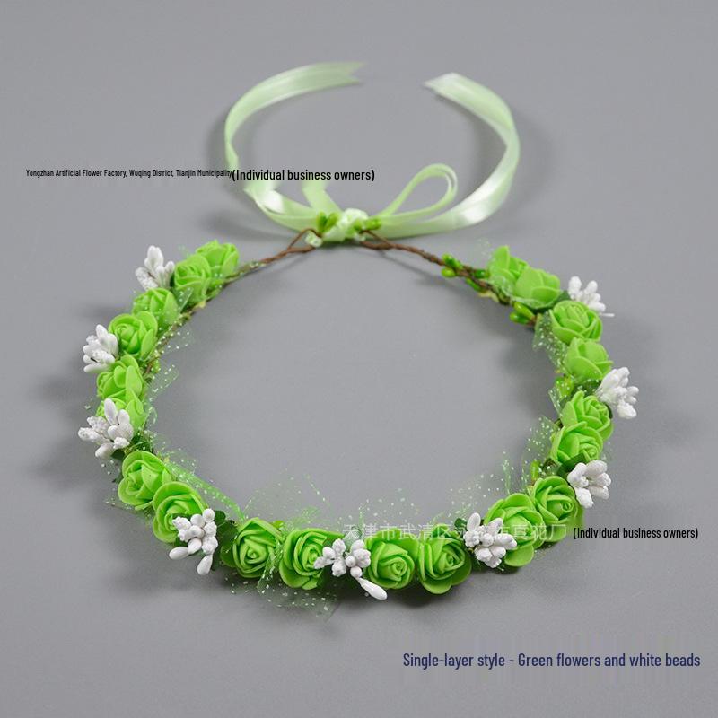 Small PE Rose Flower Headband for Bridesmaid Photography and Decoration