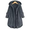 Women's Button Plush Hooded Double-faced Fleece Sweatshirt Fashionable Mid-length Coat