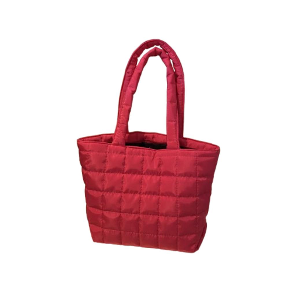 

Пухлая женская сумка через плечо Однотонная стеганая сумка-шоппер Модные повседневные сумки-тоут для путешествий розы красного