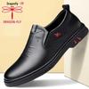Qingting Men's 2025 Soft Sole Leather Slip-On Business Casual Shoes - Non-Slip, Round Toe, Dad Style