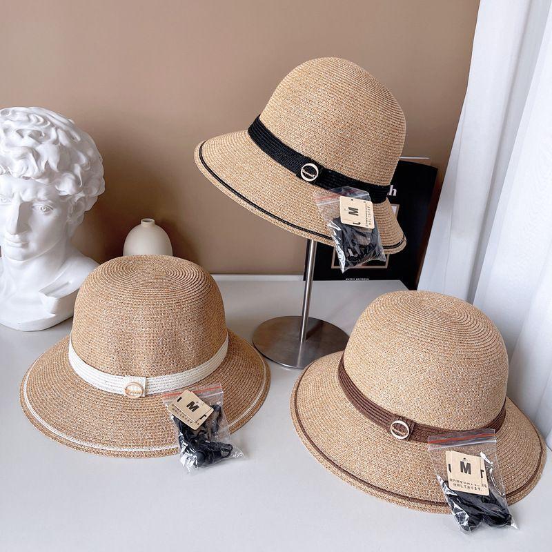 Retro kontrastierender Strohvisier Kinder lässig vielseitig Frühling und Sommer Outdoor Reise Sonnenschutz Strohhut Sonnenhut