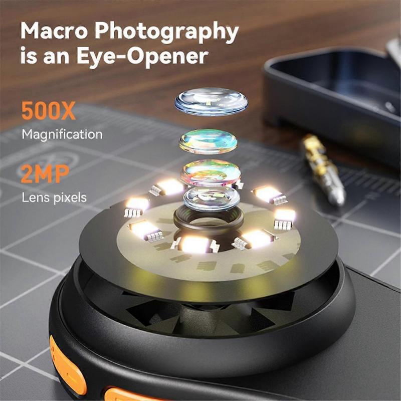 500X Magnification Digital Handheld Microscope Magnifier Glass+Light for Electronics Coins Jewelry Watch Repair White