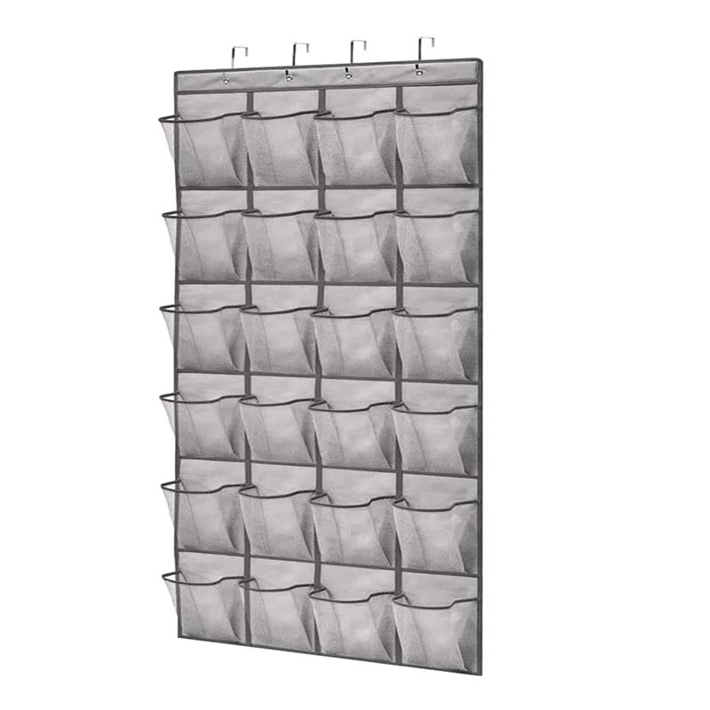 12/24 Grids Wall-Mounted Sundries Shoe Organiser Fabric Closet Bag Storage Rack Mesh Pocket Clear Hanging Over The Door Box