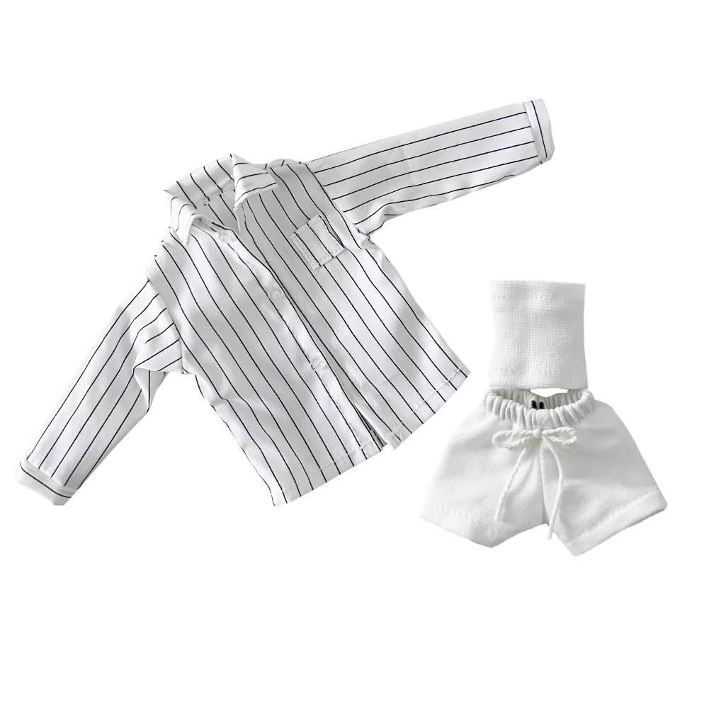 Rakulifey Blythe Clothes Outfit Shirt Neo Blythe Costume Set Shorts Tube Top Obitsu 24 White 3-Piece Set