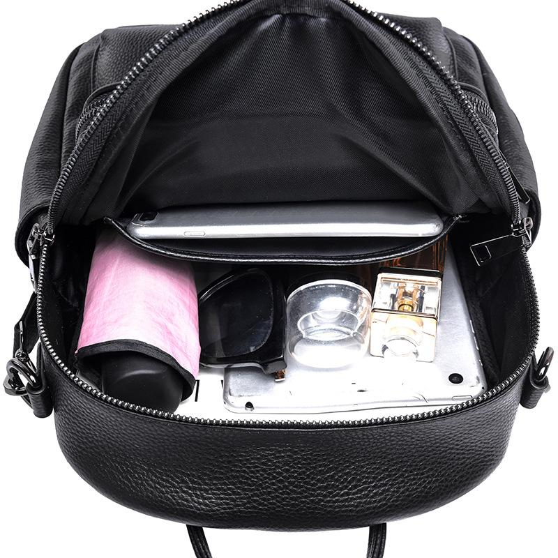 Leather women's backpack new trendy college style casual lychee pattern first layer cowhide backpack