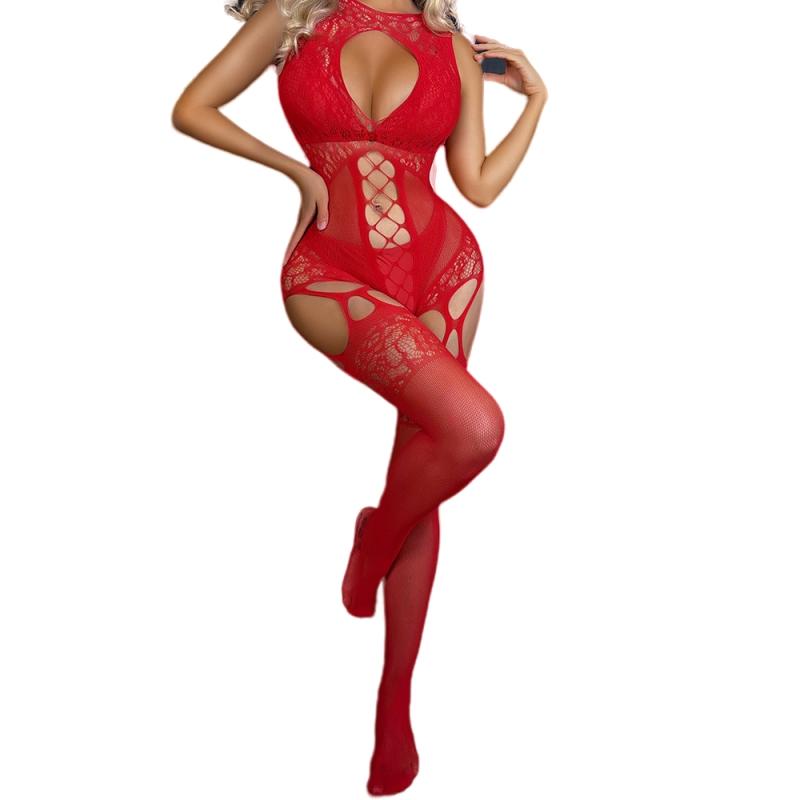 Sexy Hollow Fishnet See-through One-piece Lingerie Plus Size Open Net Lingerie Sexy for Women