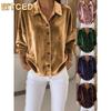 Women's Fashion Casual Solid Color Print Long Sleeve POLO Neck Blouses & Shirts International Design