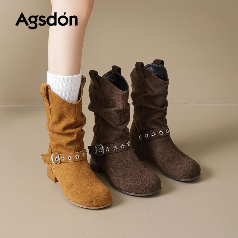 Pile boots new autumn merard western retro beacon short boots medium tube martin boots