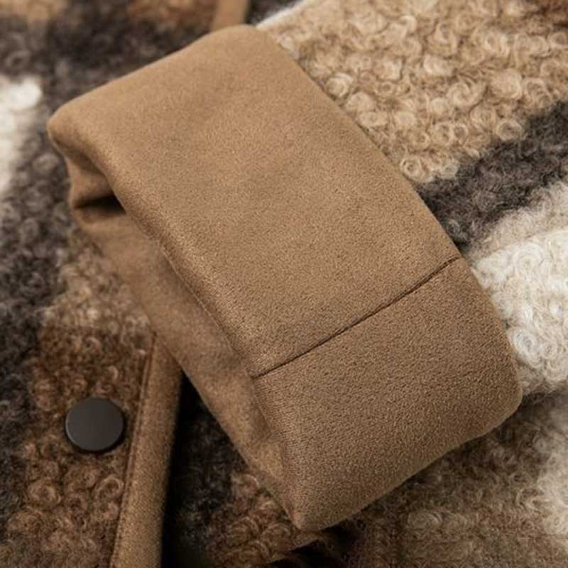 Coat for Women Winter Vintage Plaid Thickened Casual Oversize Double Layer Windbreaker Jacket