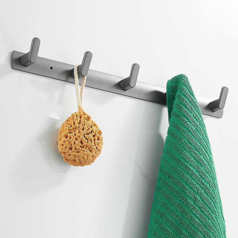 Gray Towel Hooks Wall Mounted Robe Hooks Aluminum Alloy Towel Holder Bathroom Hook New Arrival Breif 3-6 Hooks