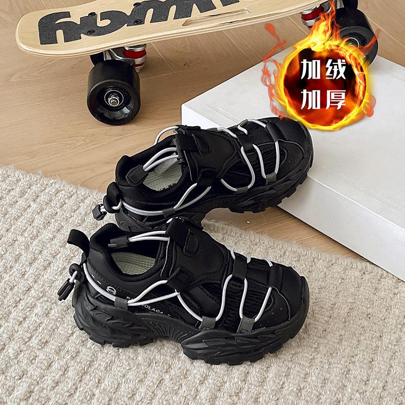 Children's Dad Shoes 2025 New Popular Autumn and Winter Casual Shoes Velvet Sports Running Shoes Boys Wear-resistant and Non-slip